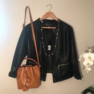 Textured vegan leather Kim Kardashian Jacket